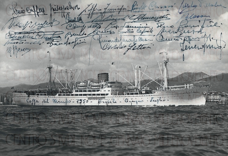 Piroscafo Sises in navigazione verso mondiali Brasile 1950wtm